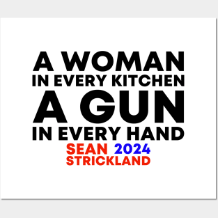 A Woman In Every Kitchen A Gun In Every Hand Sean Strickland 2024 Funny Posters and Art